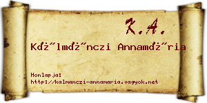 Kálmánczi Annamária névjegykártya